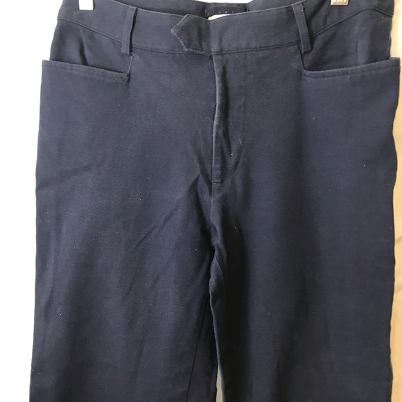 GAP Vintage Y2K Flare Book Cut Stretch Cotton Flat Front Pants Minimalist Blue - Picture 2 of 8